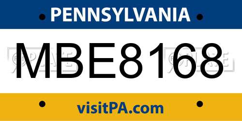 MBE8168 Pennsylvania License Plate