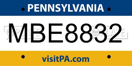 MBE8832 Pennsylvania License Plate
