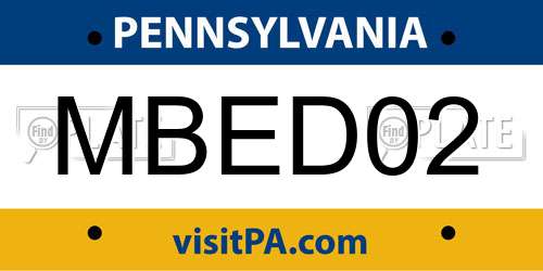 MBED02 Pennsylvania License Plate