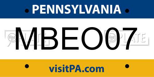 MBEO07 Pennsylvania License Plate