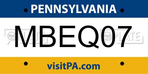 MBEQ07 Pennsylvania License Plate