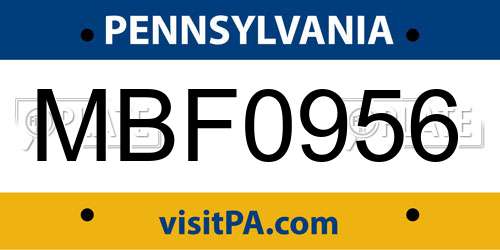 MBF0956 Pennsylvania License Plate