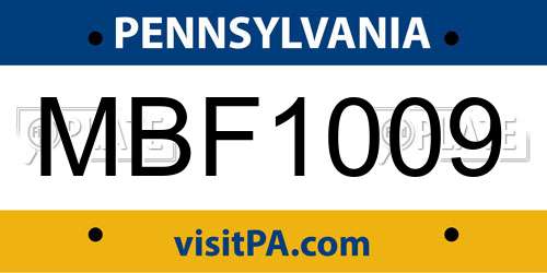MBF1009 Pennsylvania License Plate