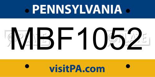MBF1052 Pennsylvania License Plate