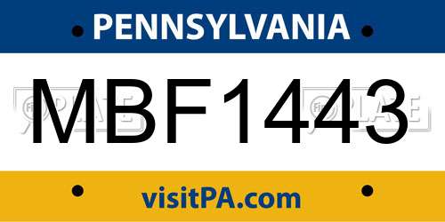 MBF1443 Pennsylvania License Plate