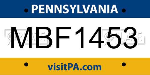 MBF1453 Pennsylvania License Plate
