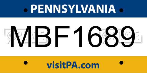 MBF1689 Pennsylvania License Plate