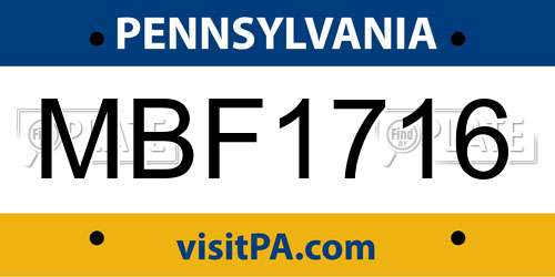 MBF1716 Pennsylvania License Plate