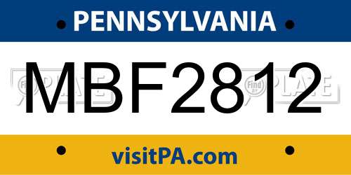 MBF2812 Pennsylvania License Plate