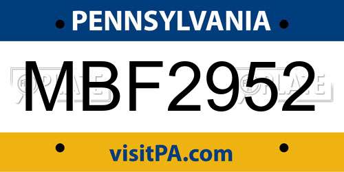 MBF2952 Pennsylvania License Plate