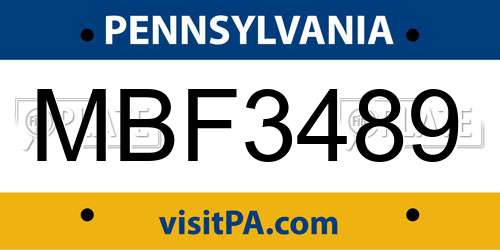 MBF3489 Pennsylvania License Plate