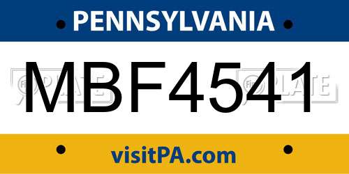 MBF4541 Pennsylvania License Plate