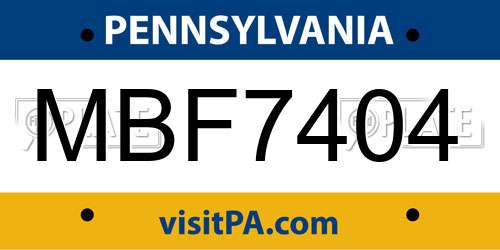 MBF7404 Pennsylvania License Plate