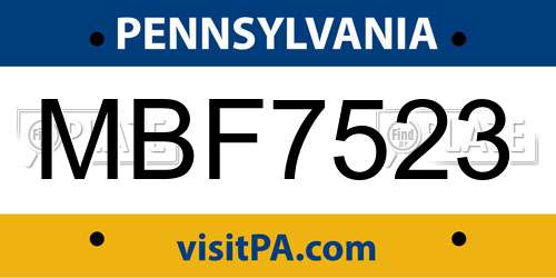 MBF7523 Pennsylvania License Plate