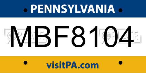 MBF8104 Pennsylvania License Plate