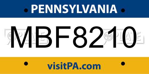 MBF8210 Pennsylvania License Plate