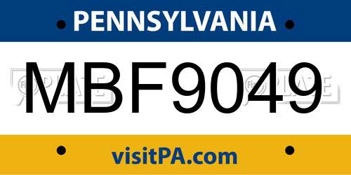 MBF9049 Pennsylvania License Plate