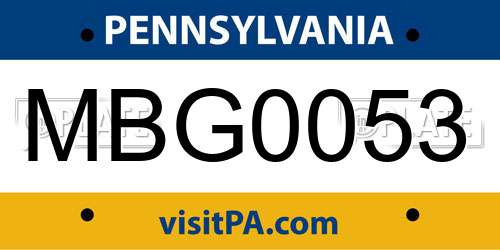 MBG0053 Pennsylvania License Plate