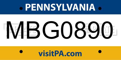 MBG0890 Pennsylvania License Plate