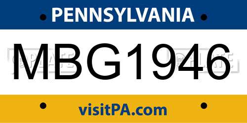 MBG1946 Pennsylvania License Plate