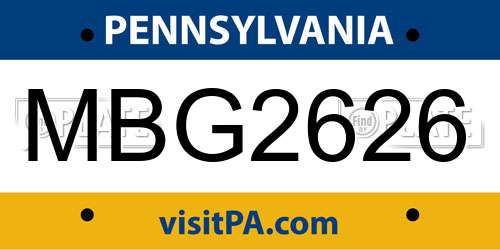 MBG2626 Pennsylvania License Plate