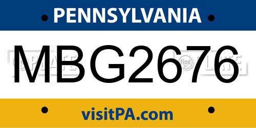 MBG2676 Pennsylvania License Plate