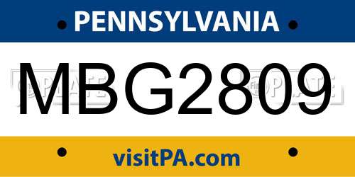MBG2809 Pennsylvania License Plate