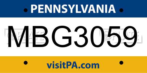 MBG3059 Pennsylvania License Plate