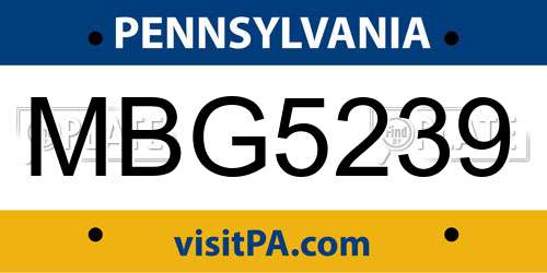 MBG5239 Pennsylvania License Plate