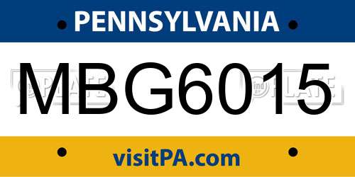 MBG6015 Pennsylvania License Plate