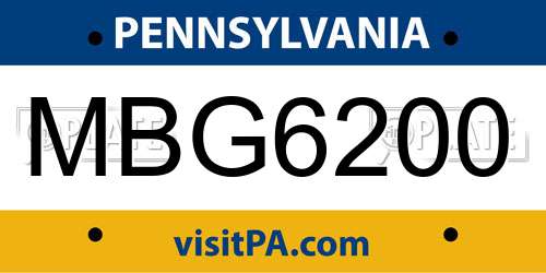 MBG6200 Pennsylvania License Plate
