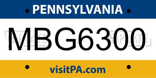 MBG6300 Pennsylvania License Plate