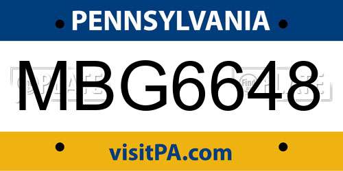 MBG6648 Pennsylvania License Plate