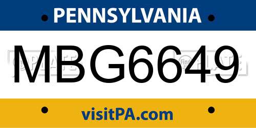 MBG6649 Pennsylvania License Plate