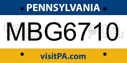 MBG6710 Pennsylvania License Plate