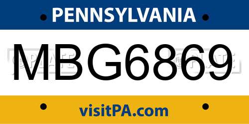 MBG6869 Pennsylvania License Plate