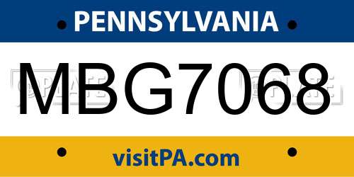 MBG7068 Pennsylvania License Plate