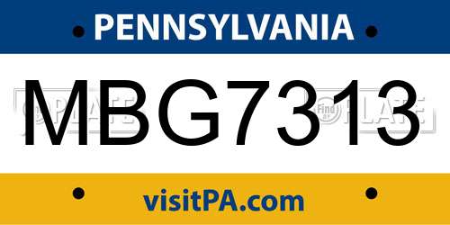 MBG7313 Pennsylvania License Plate