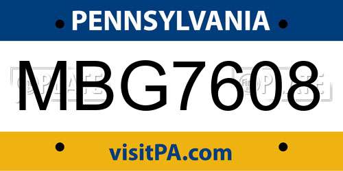 MBG7608 Pennsylvania License Plate