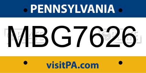 MBG7626 Pennsylvania License Plate