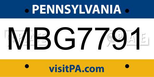MBG7791 Pennsylvania License Plate