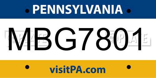 MBG7801 Pennsylvania License Plate