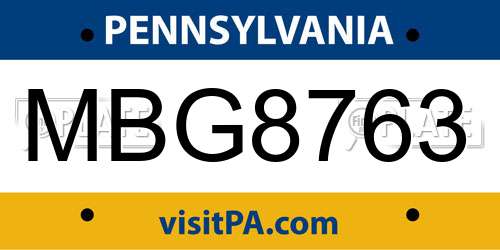 MBG8763 Pennsylvania License Plate