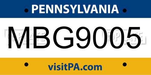 MBG9005 Pennsylvania License Plate