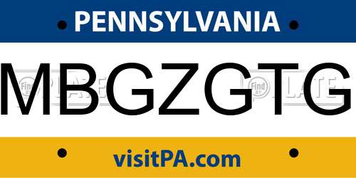MBGZGTG Pennsylvania License Plate