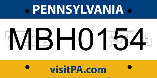 MBH0154 Pennsylvania License Plate