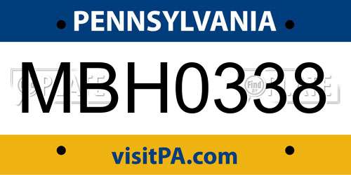 MBH0338 Pennsylvania License Plate