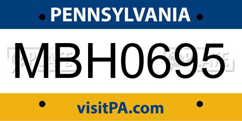 MBH0695 Pennsylvania License Plate