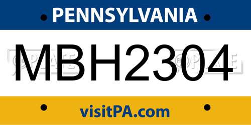 MBH2304 Pennsylvania License Plate