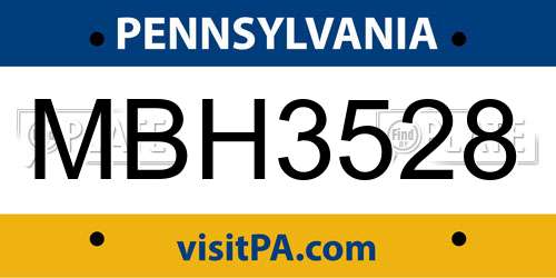 MBH3528 Pennsylvania License Plate
